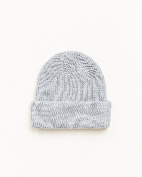 Bonnet à revers Basic Stüssy en gris chiné, bord-côte en acrylique, coupe unisexe