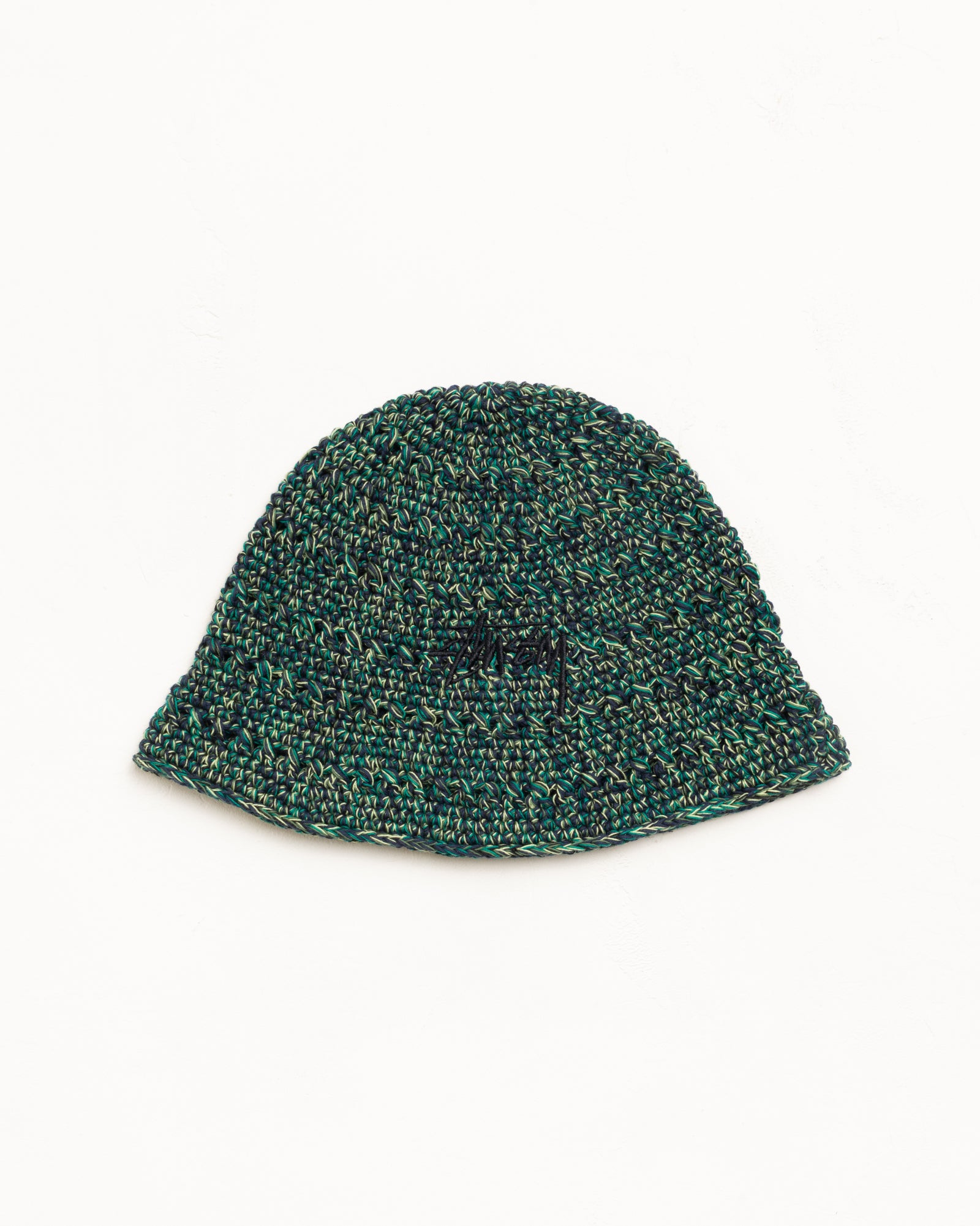 Knit Bucket Hat Unisex In Multi Green Hemp With Tonal Logo