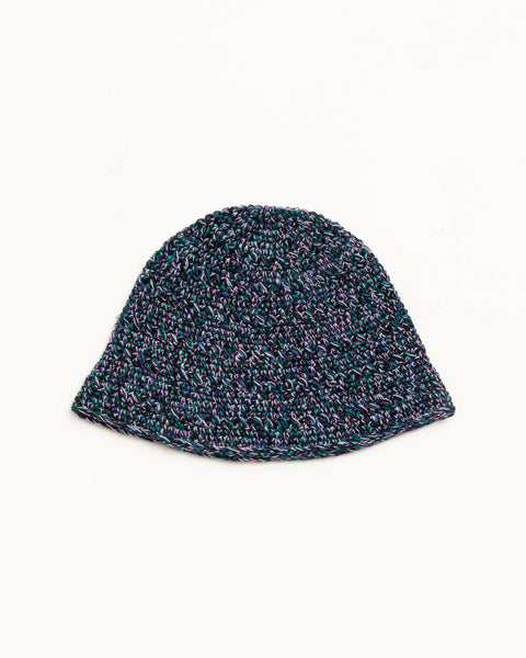 Hemp Stock Knit Bucket Hat Unisex In Multi Navy