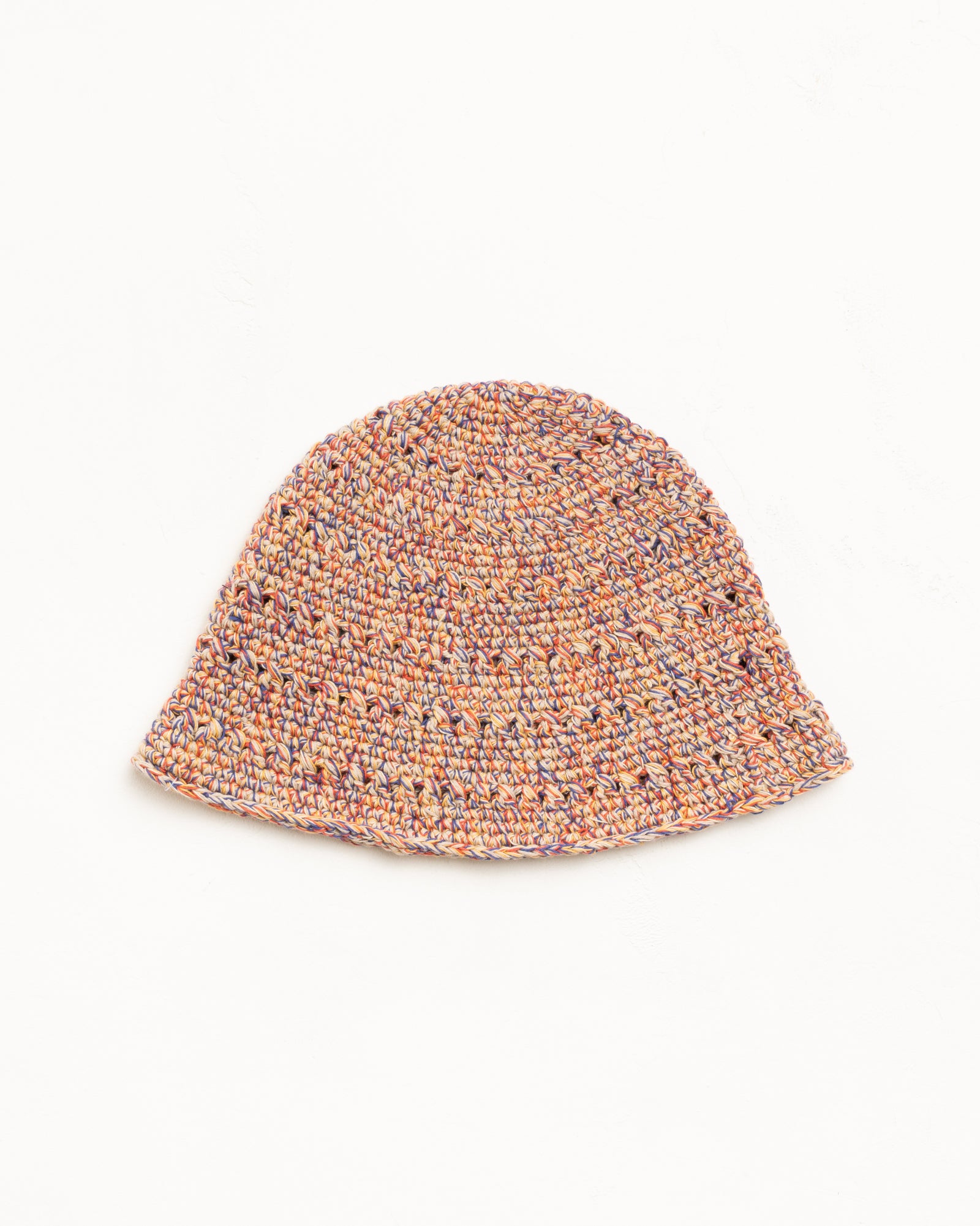 Knit Bucket Hat In Multi-Colour Tan Marled Yarn