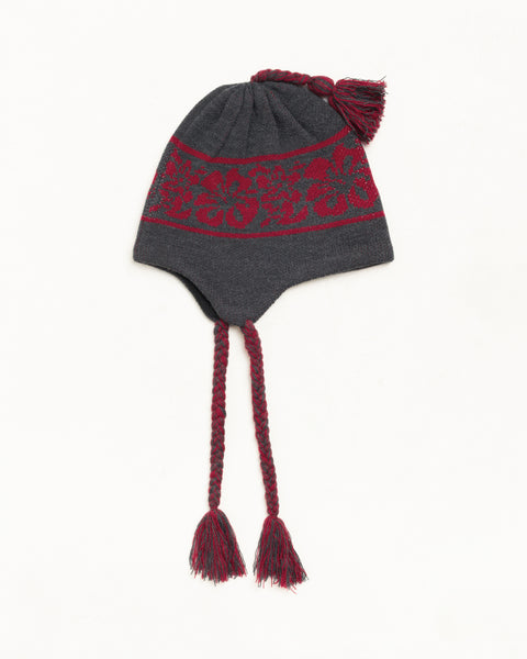 Hawaiian Earflap Beanie Unisex In Charcoal