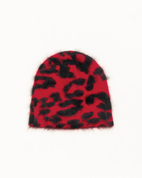 Cashmere Leopard Skullcap Unisex In Red