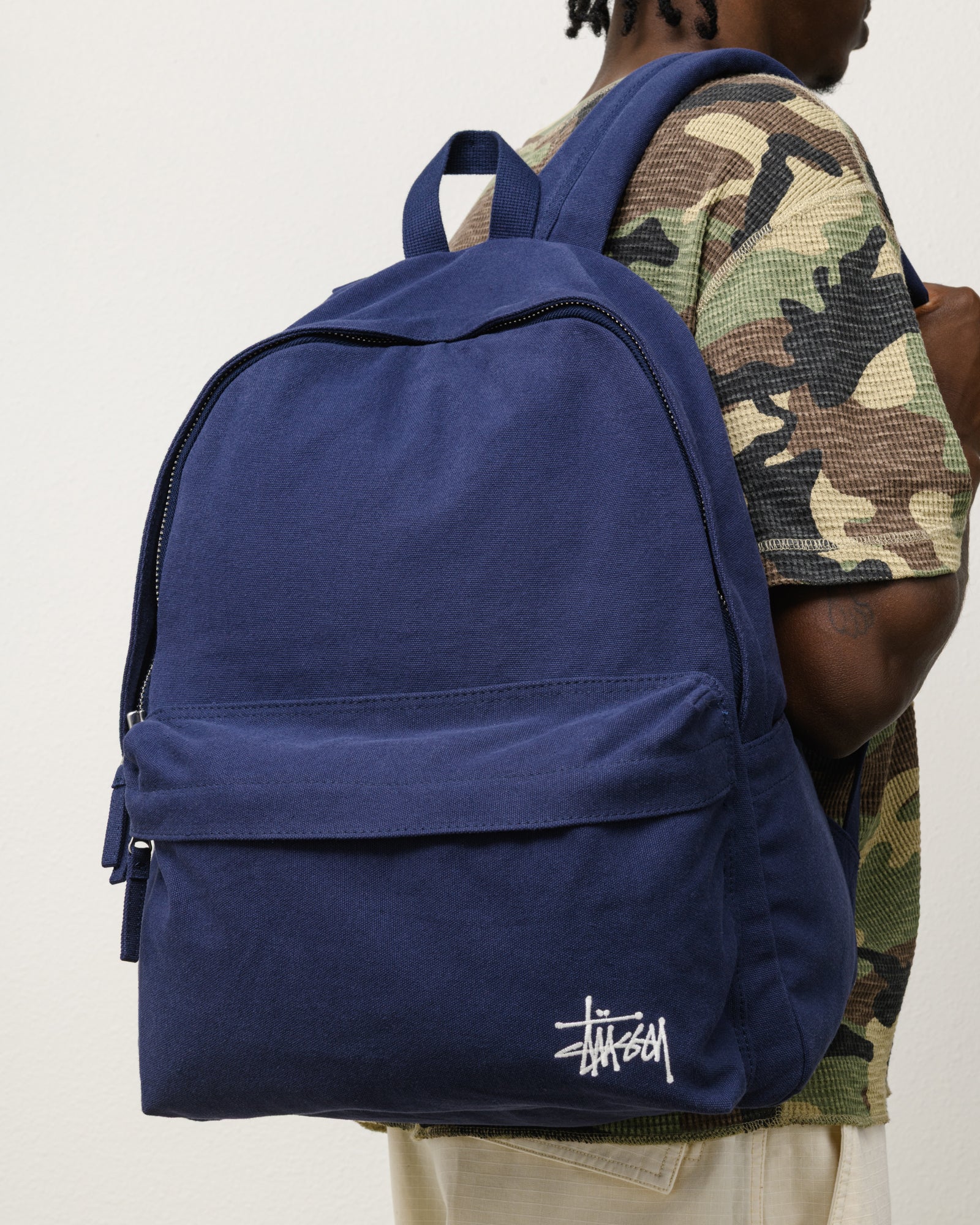stussy ロゴ バックパック リュック　ネイビー Canvas Backpack – Navy | Accessories | Stüssy Europe