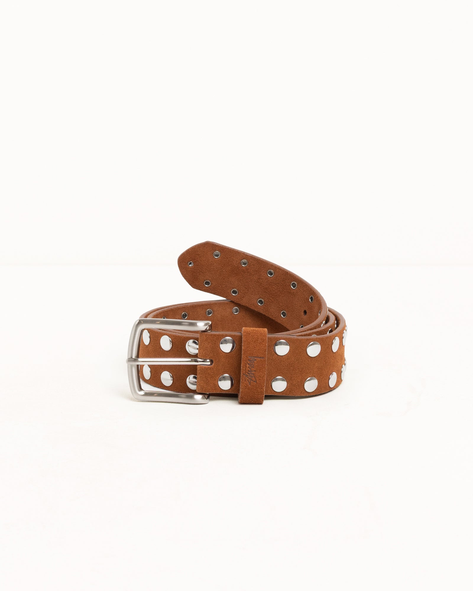 8 Ball Studded Belt Accessories In Brown Suede