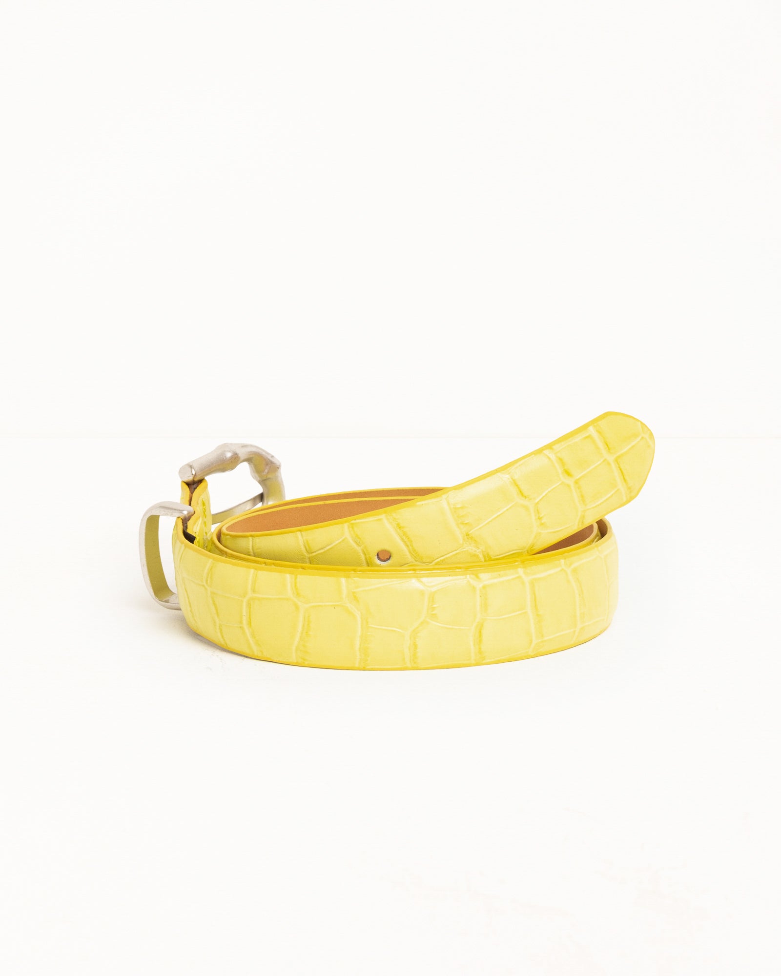 Bamboo Buckle Belt Accessories In Citron Croc Pattern