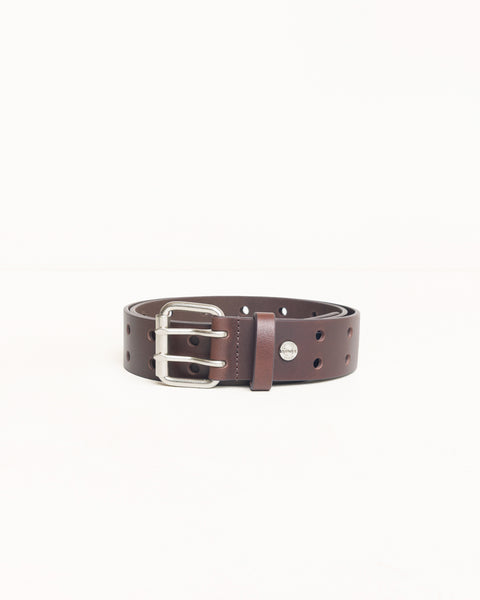 Leather Punch Out Belt Unisex In Brown