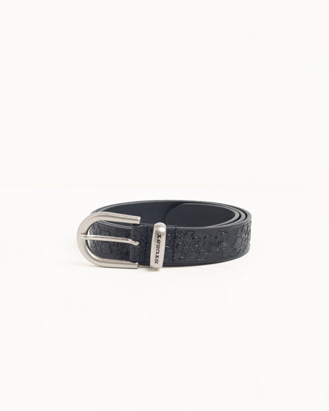 Leather Hawaiian Belt Unisex In Black