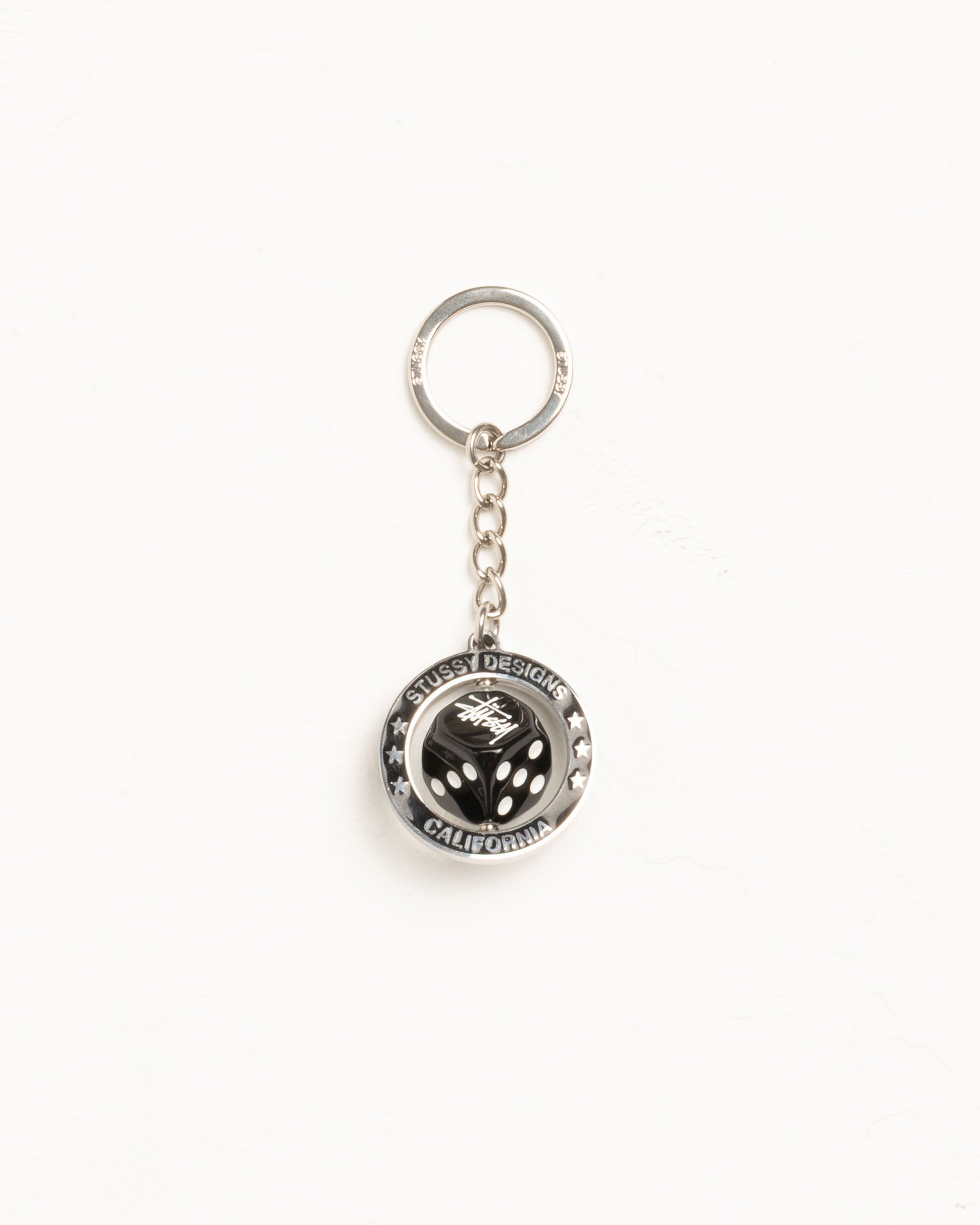 Spinning Dice Keychain Accessories In Silver