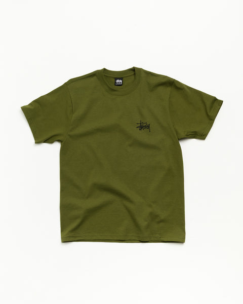 Basic Stüssy Tee T-shirt unisexe à manches courtes olive, jersey de coton