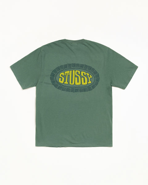 Tile Oval Pig. Dyed Tee Mens Short Sleeve In Pine