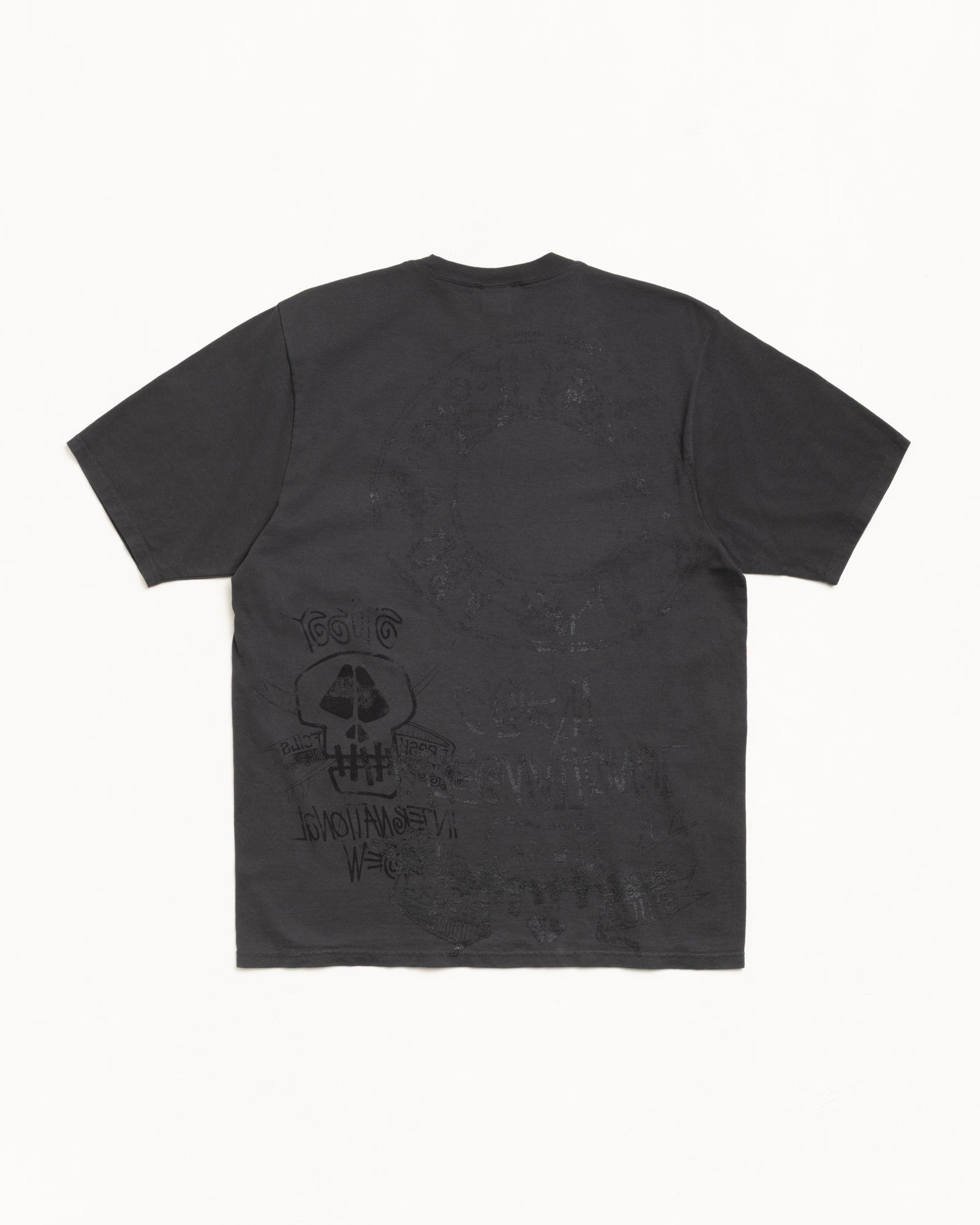 Skulls Pig. Dyed Tee Mens Short Sleeve In Faded Black