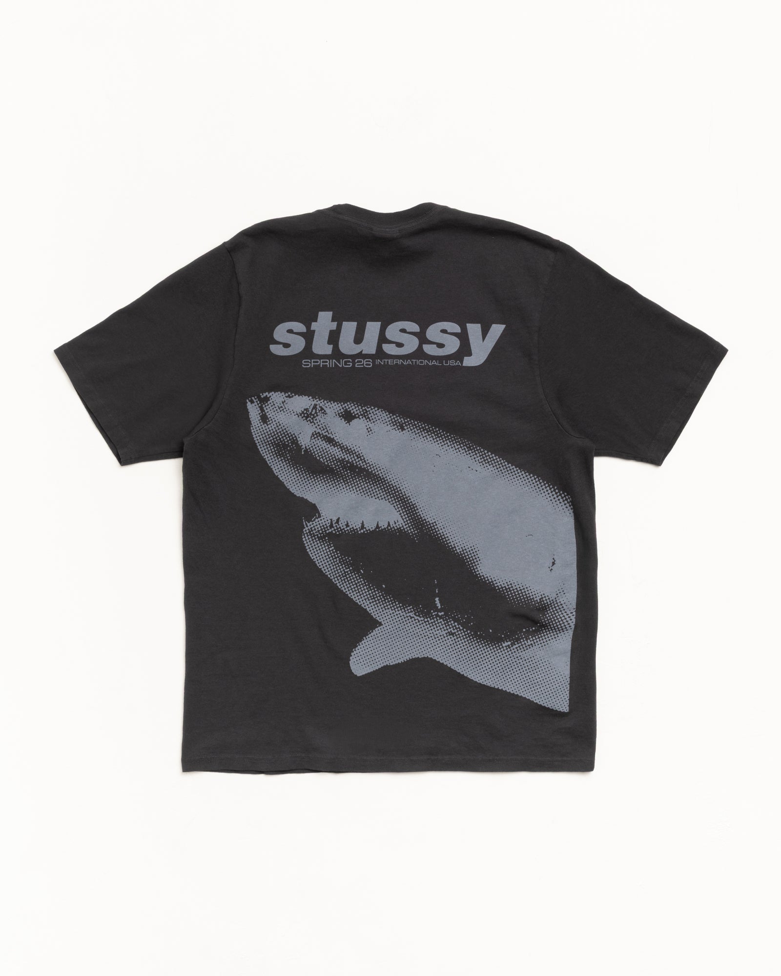 Shark Tee Pigment Dyed – Faded Black | Tees | Stüssy Europe