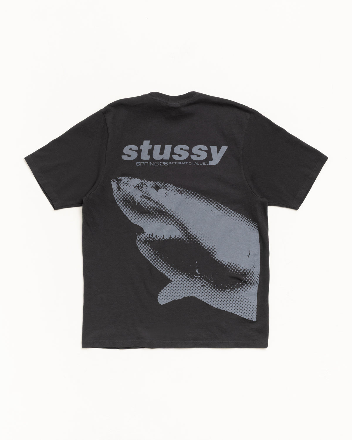 Shark Tee Pigment Dyed – Faded Black | Tees | Stüssy Europe