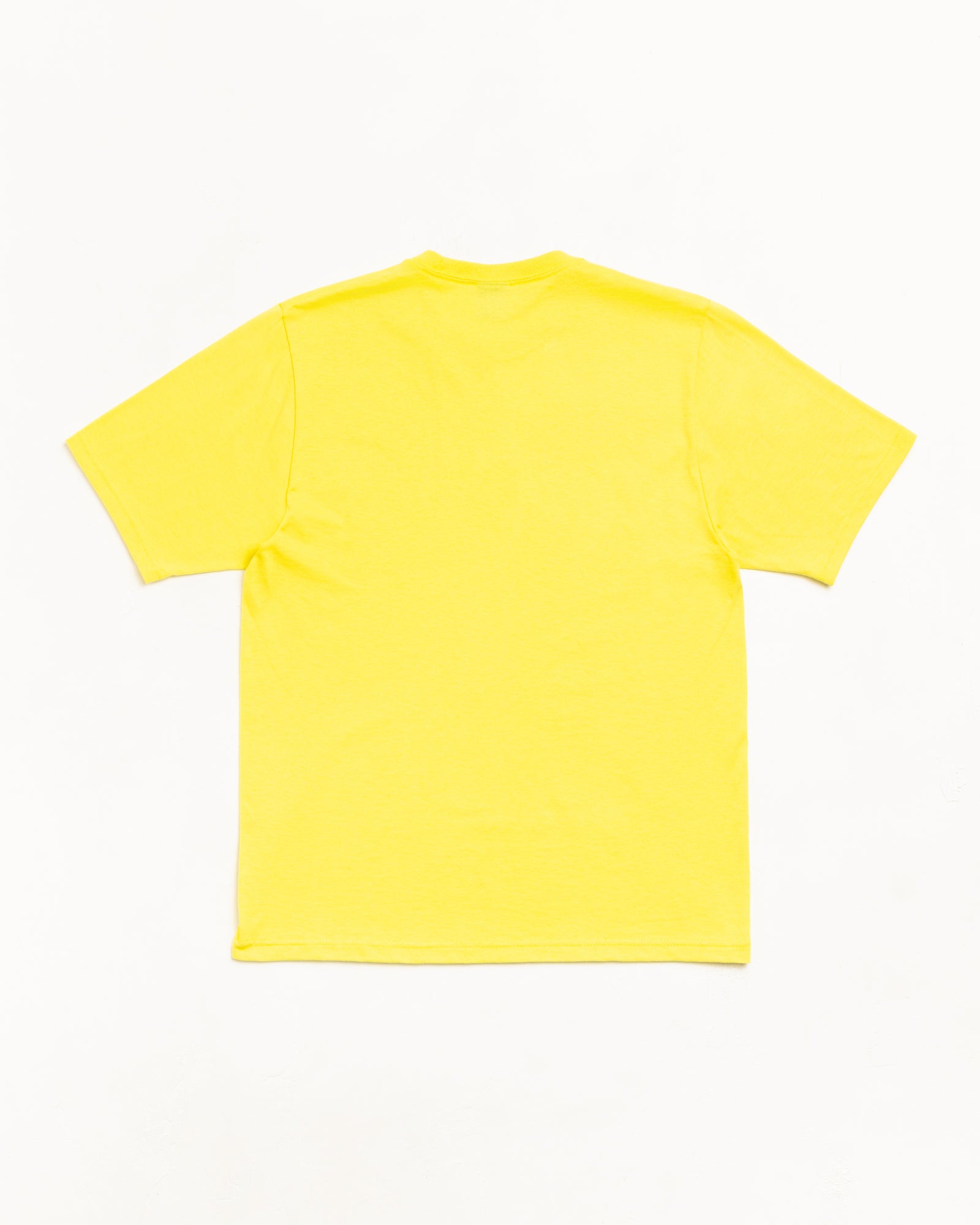 Lemon yellow unisex short sleeve cotton tee, back view on white