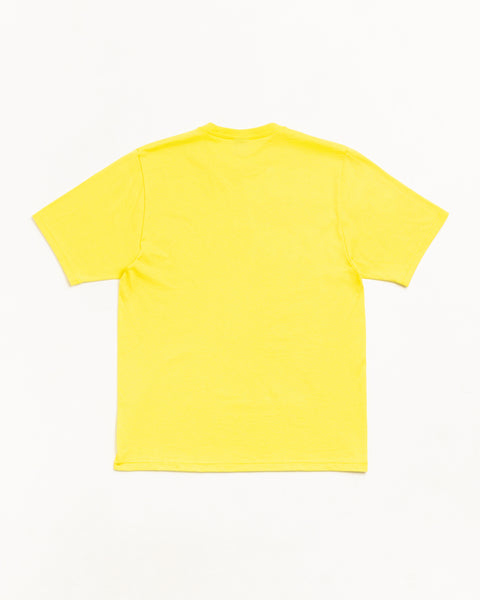 Lemon yellow unisex short sleeve cotton tee, back view on white