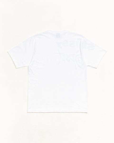 White Unisex Short Sleeve Tee, Back View With Crewneck And Plain Finish