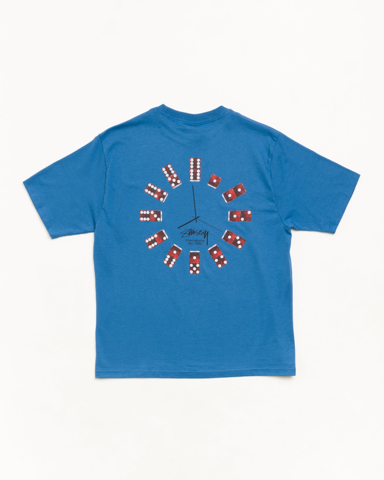 Dice Clock Tee Unisex Short Sleeve In Blue | hero:main:collection:new-arrivals,shirts,tops-shirts,all,tees,outerwear,denim,knits,accessories,sunglasses,hoodies,sweats,mens-hoodies-sweatshirts,shorts,pants,bottoms,crew-sweats,zip-ups,swim,sweatpants,graphics,lazy-tees,swim,basic-9twenty,button-ups,shorts,cargos,denim-jeans,bottoms,bags,belts,wearables,gear,footwear,button-ups,basic-tops,jerseys,big-ol,classics,slim,jackets,all, | product-card-slider