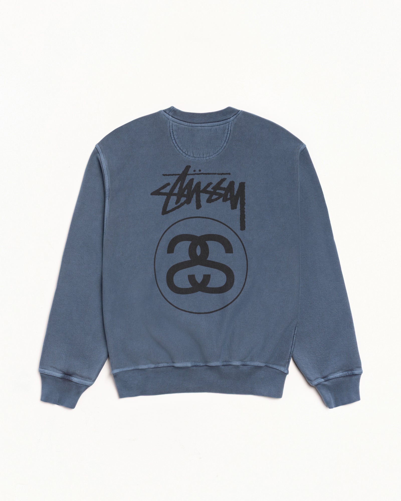 Stock Link Pig. Dyed Crew Mens Long Sleeve In Navy