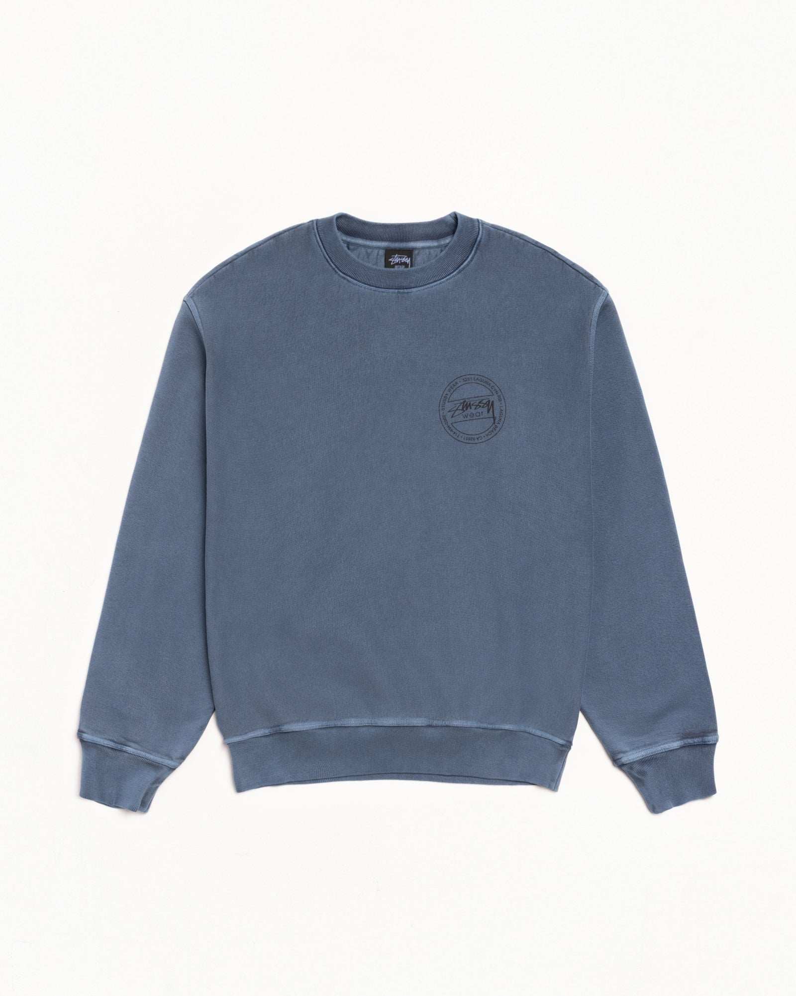 Stussy Wear Pig. Dyed Crew Mens Long Sleeve In Navy