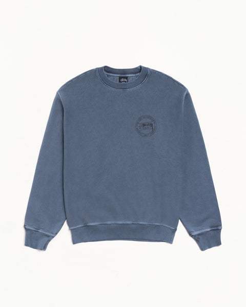 Stussy Wear Pig. Dyed Crew Mens Long Sleeve In Navy