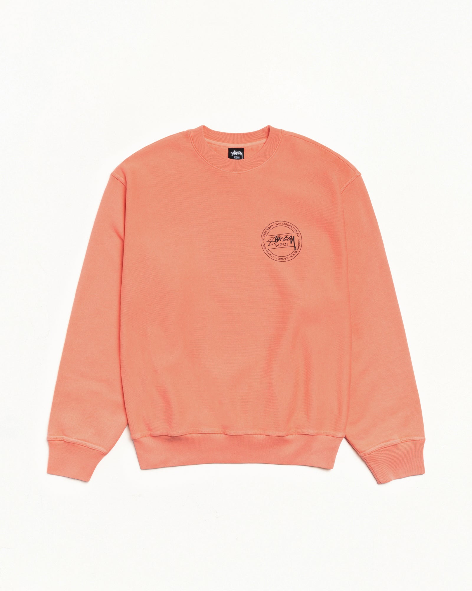 Stussy Wear Pig. Dyed Crew Mens Long Sleeve In Sherbert