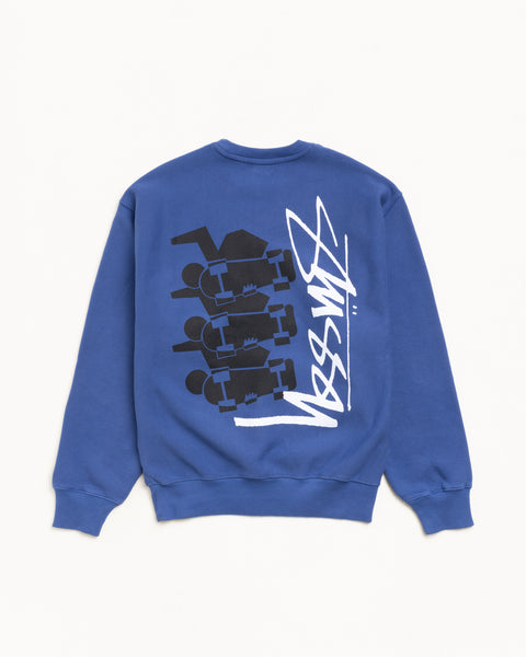 Skate Stack Gar. Dyed Crew Mens Long Sleeve In Indigo