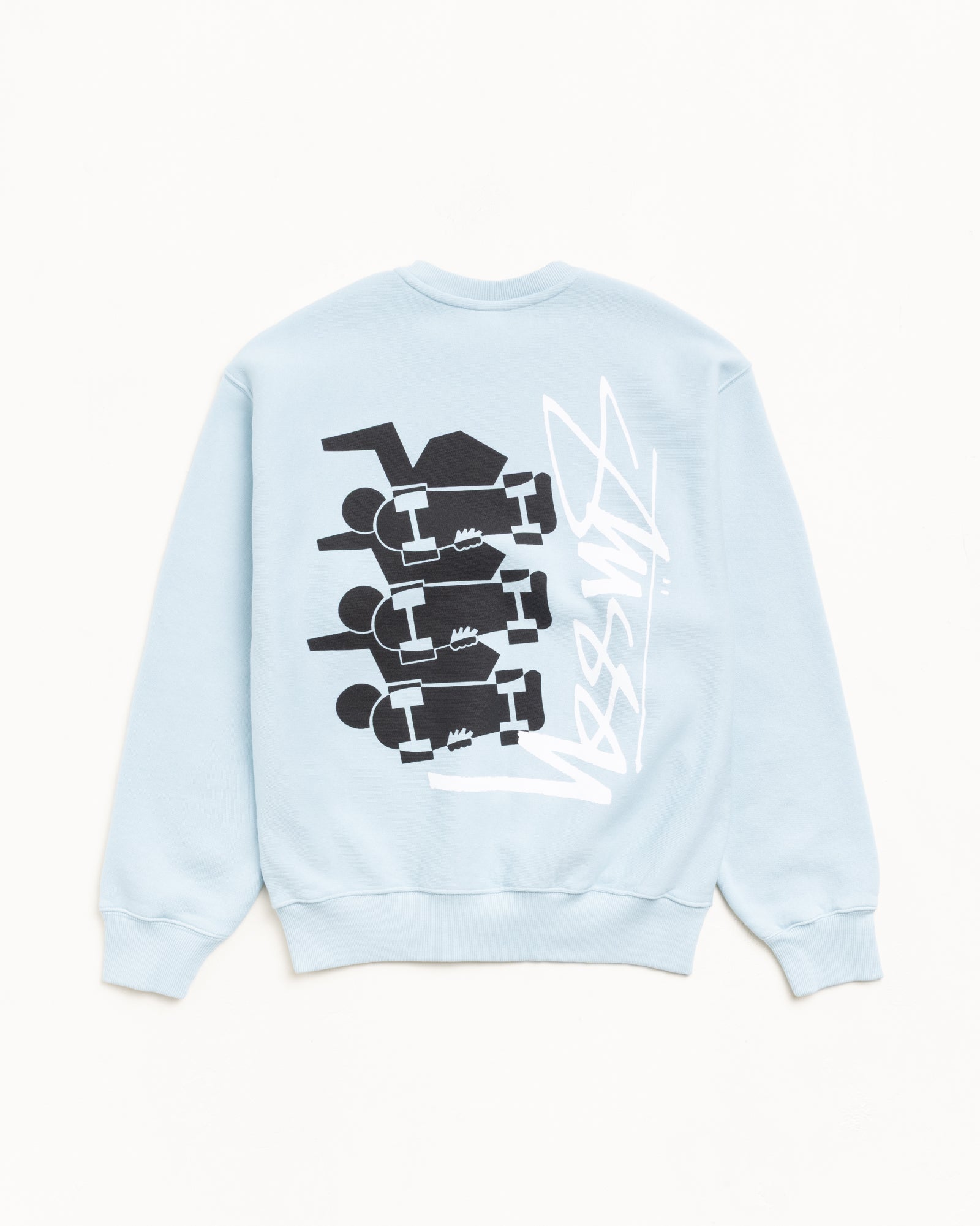 Skate Stack Gar. Dyed Crew Mens Long Sleeve In Sky Blue