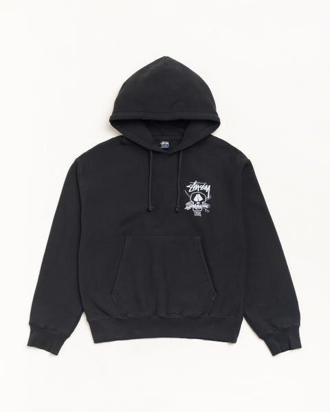 Fresh Foils Gar. Dyed Hood Unisex Long Sleeve In Faded Black