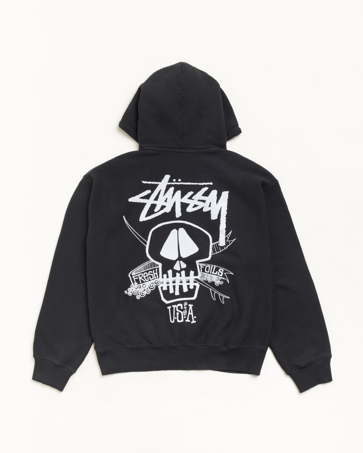 Fresh Foils Gar. Dyed Hood Unisex Long Sleeve In Faded Black