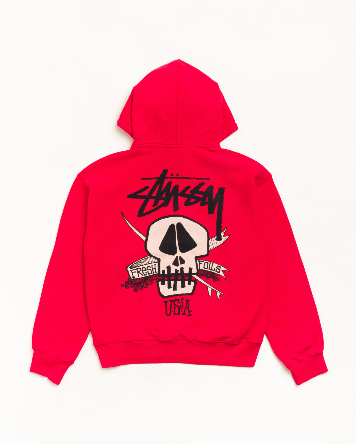 Fresh Foils Gar. Dyed Hood Unisex Long Sleeve In Red