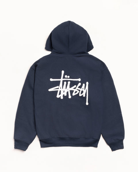 Basic Stussy Zip Hood Mens Long Sleeve In Navy