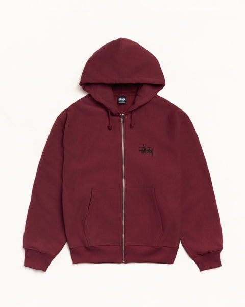 Basic Stussy Zip Hood Mens Long Sleeve In Wine