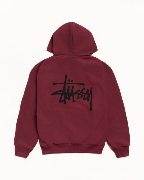 Basic Stussy Zip Hood Mens Long Sleeve In Wine