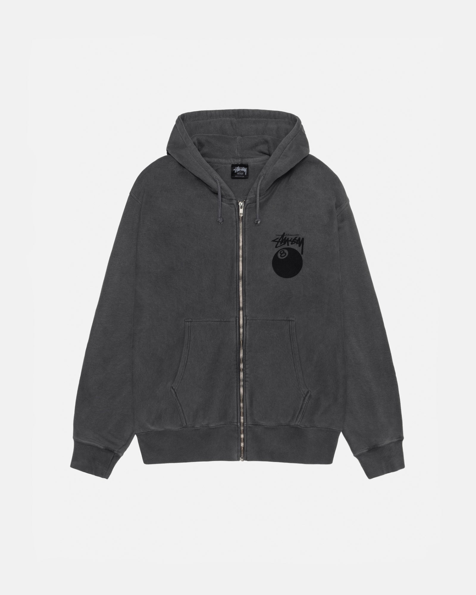 8 Ball Zip Hoodie Pigment Dyed in black – Stüssy Europe