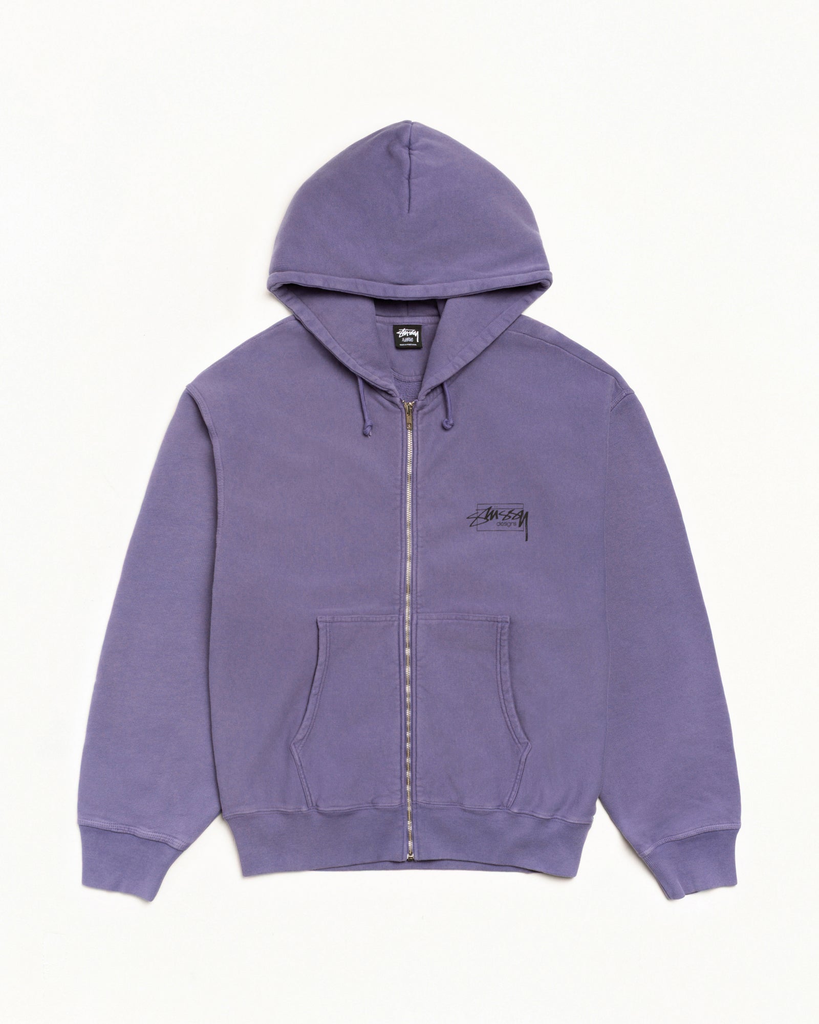Modern Age Pig. Dyed Zip Hood Mens Long Sleeve In Grape