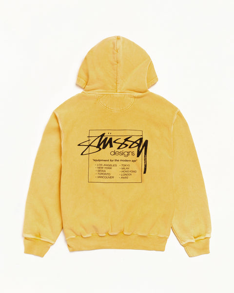 Modern Age Pig. Dyed Zip Hood Mens Long Sleeve In Yellow