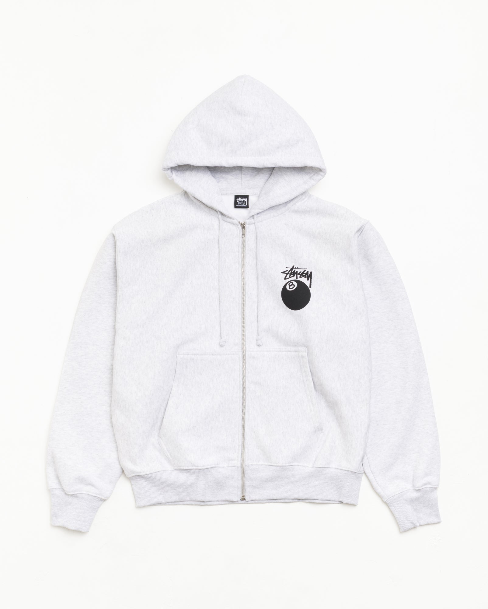 8 Ball Zip Hood Unisex Long Sleeve In Ash Heather