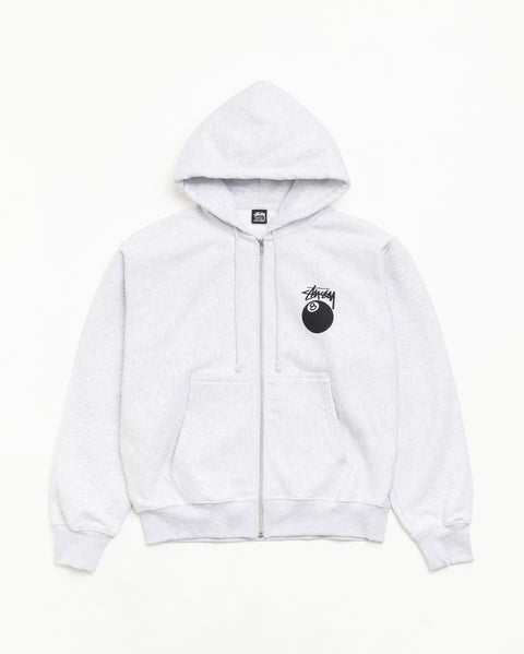 8 Ball Zip Hood Unisex Long Sleeve In Ash Heather