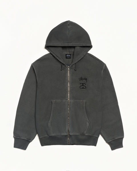 Stock Link Pig. Dyed Zip Hood Mens Long Sleeve In Black