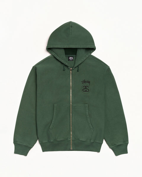 Stock Link Pig. Dyed Zip Hood Mens Long Sleeve In Pine