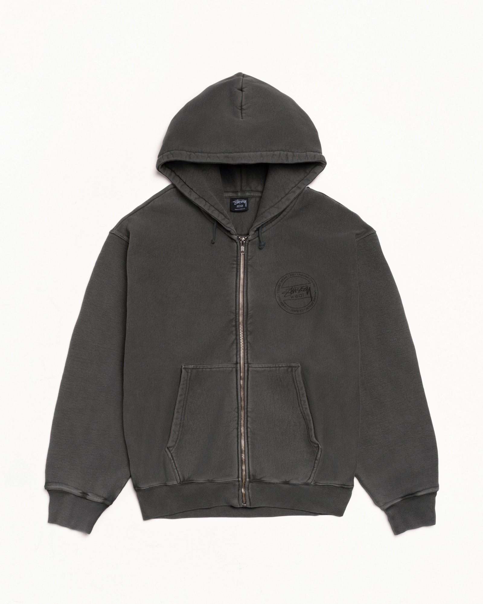 Stussy Wear Pig. Dyed Zip Hood Mens Long Sleeve In Black