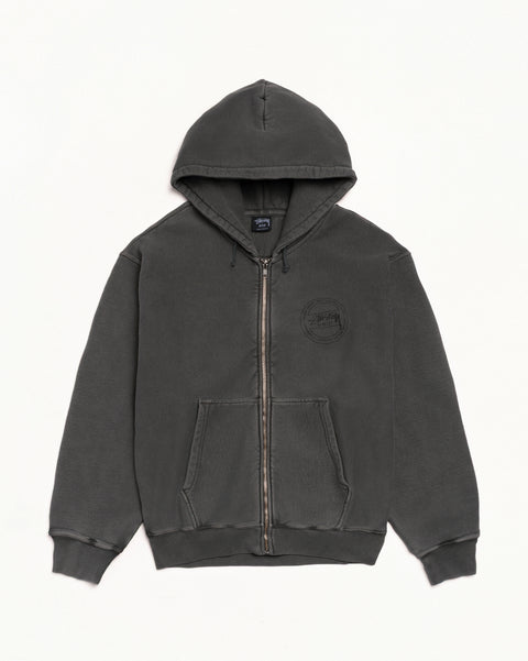 Stussy Wear Pig. Dyed Zip Hood Mens Long Sleeve In Black