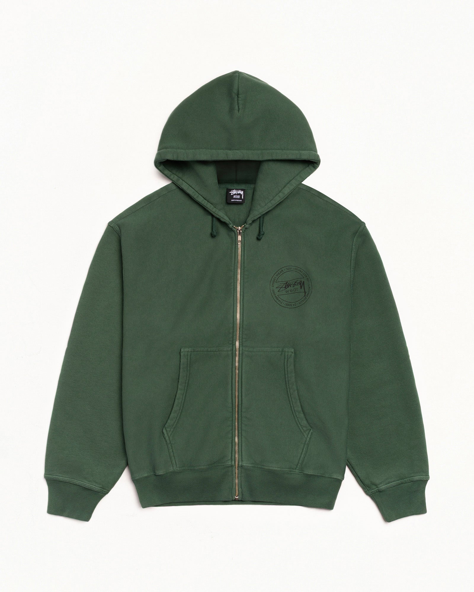 Stussy Wear Pig. Dyed Zip Hood Mens Long Sleeve In Pine