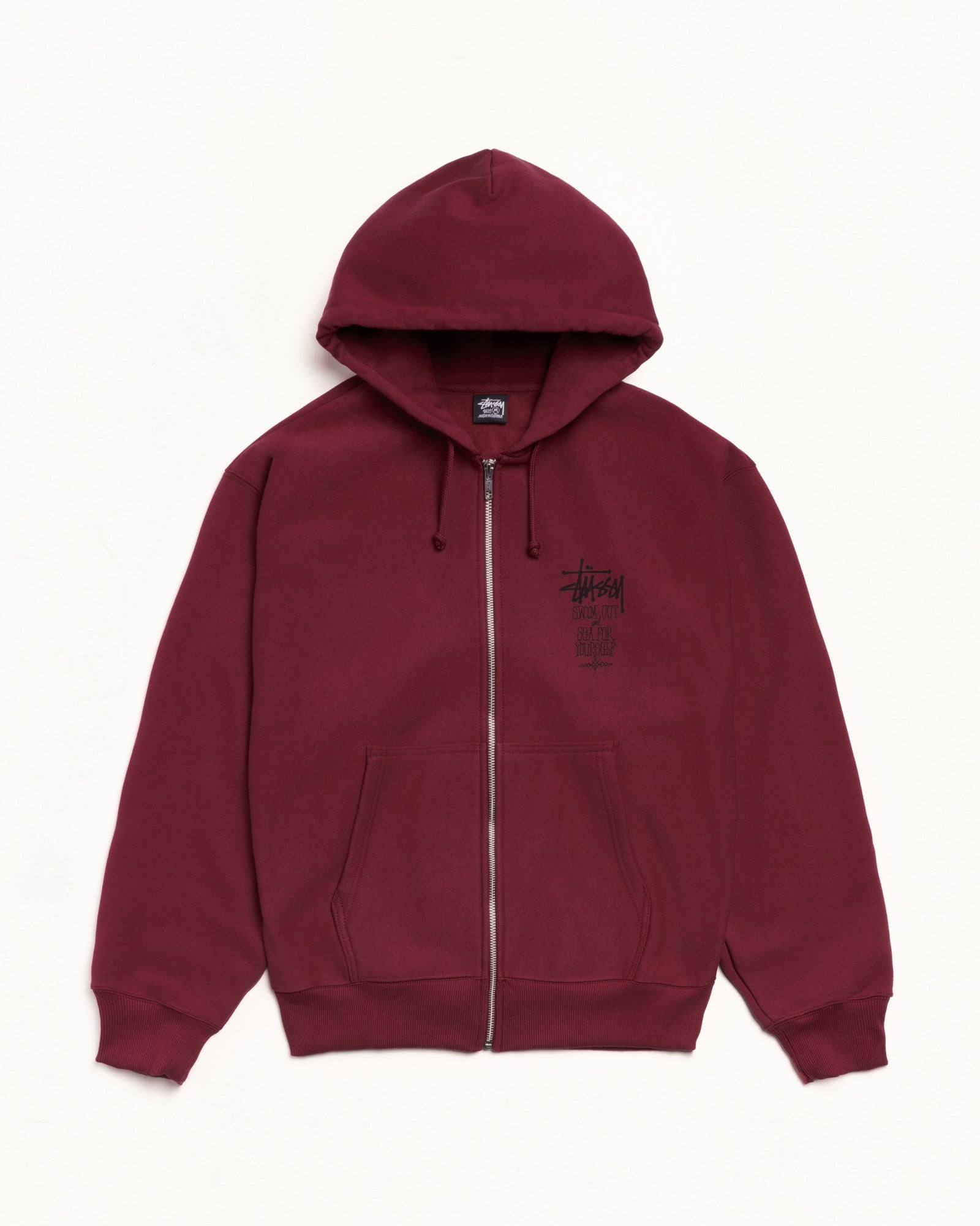 Swim Out Zip Hood Mens Long Sleeve In Wine