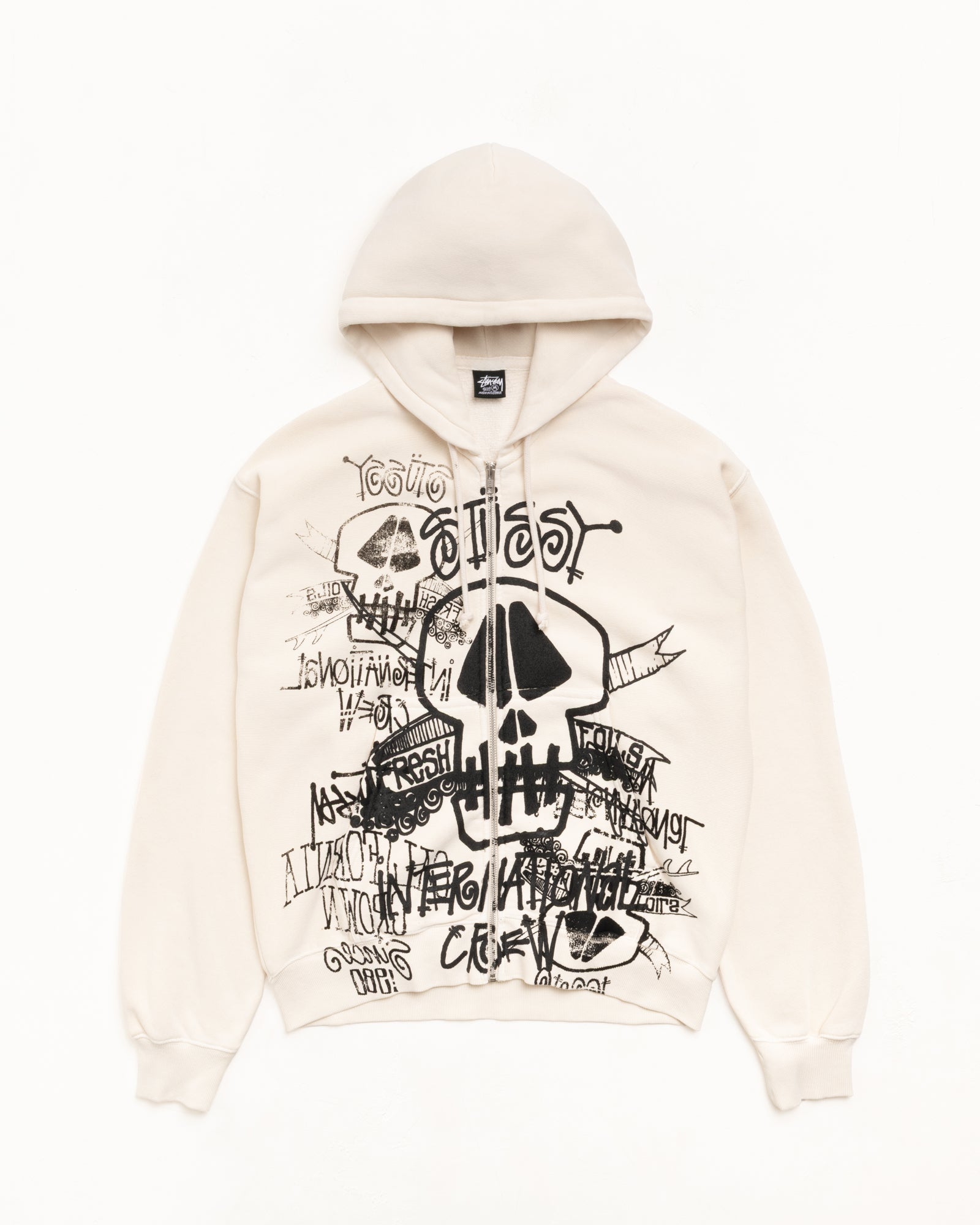 Skulls Gar. Dyed Zip Hood Mens Long Sleeve In Bone