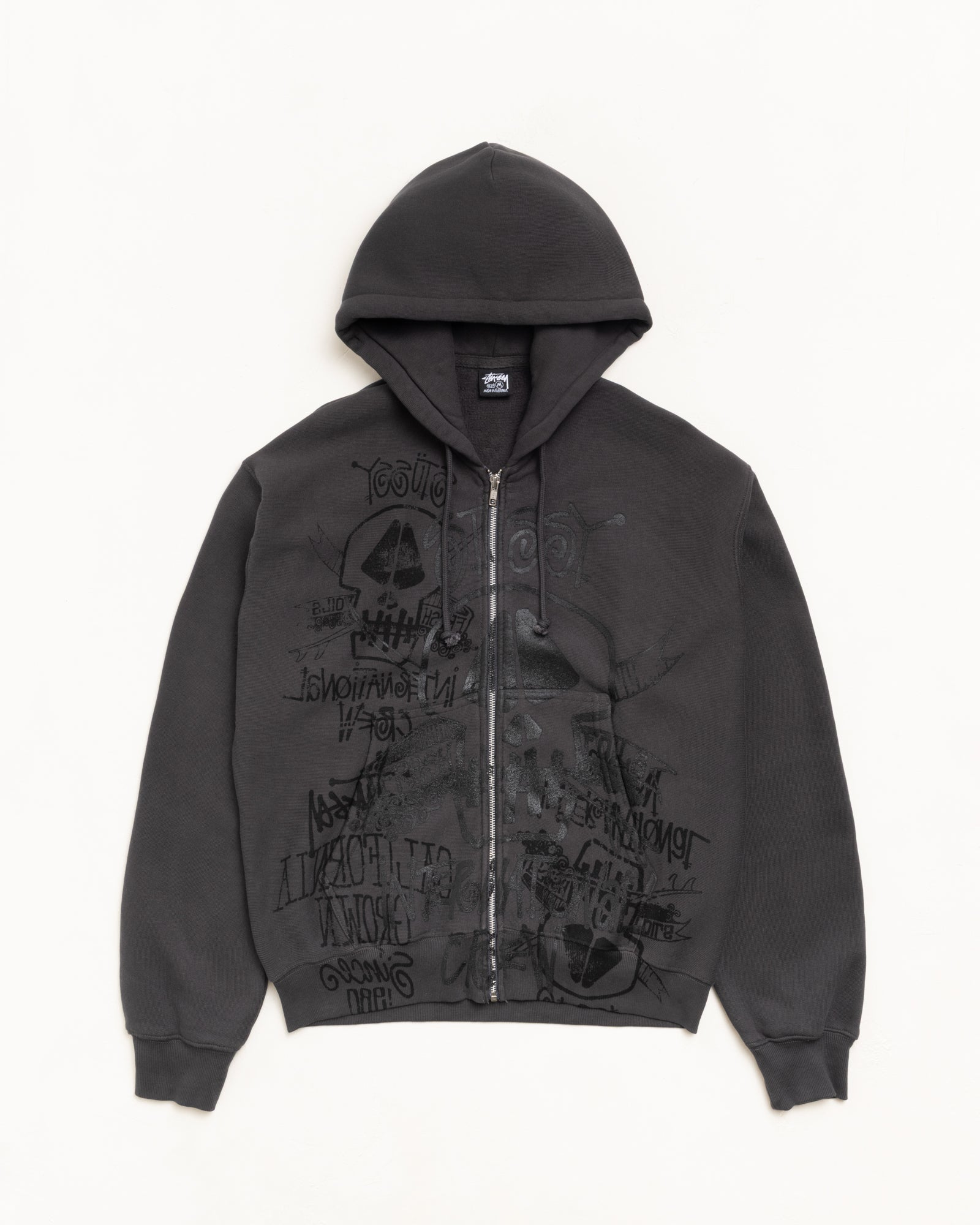 Skulls Gar. Dyed Zip Hood Mens Long Sleeve In Faded Black