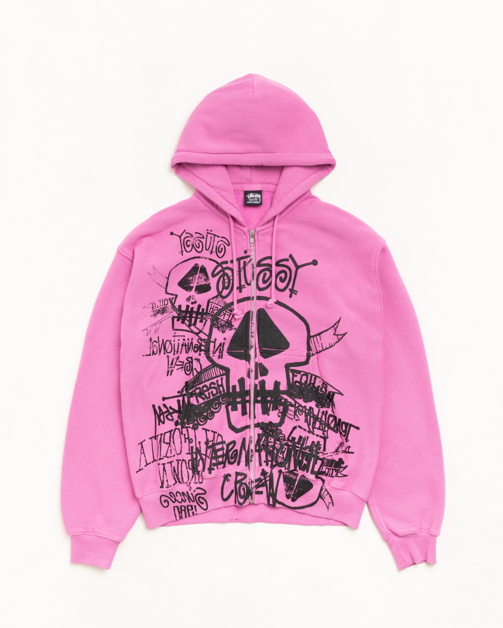 Skulls Gar. Dyed Zip Hood Mens Long Sleeve In Pink