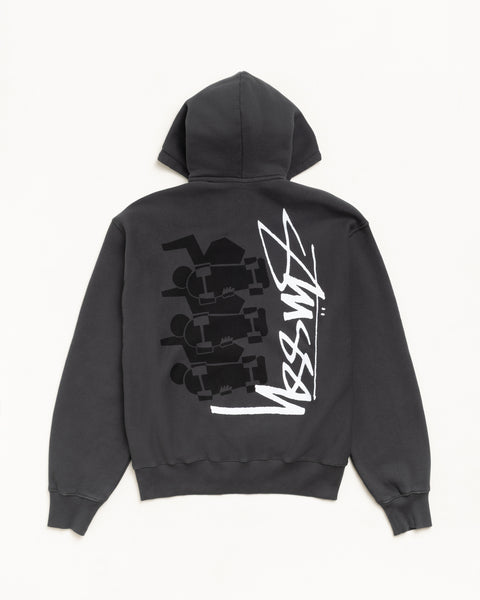 Skate Stack Gar. Dyed Zip Hood Mens Long Sleeve In Faded Black