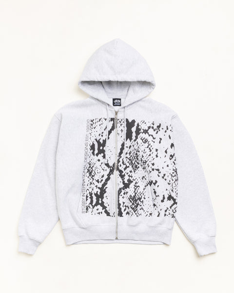 Snakeskin Zip Hood Unisex Long Sleeve In Ash Heather
