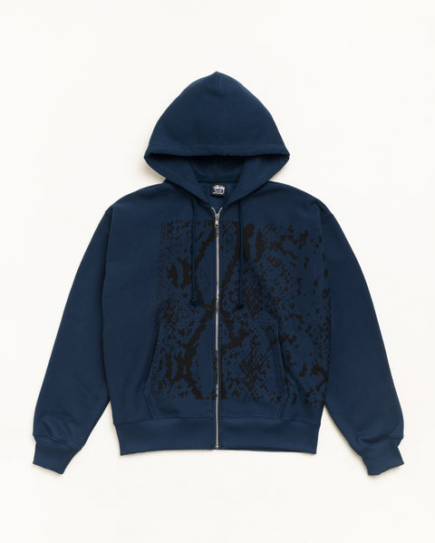 Snakeskin Zip Hood Unisex Long Sleeve In Navy